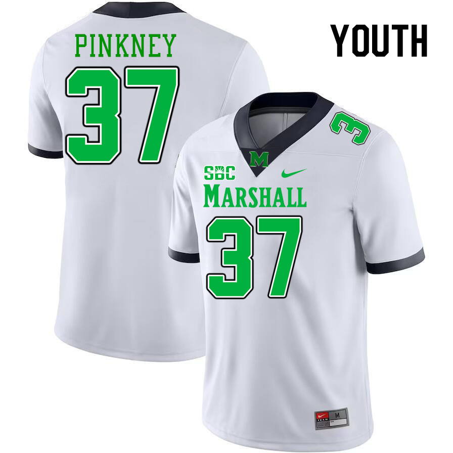 Youth #37 Jacob Pinkney Marshall Thundering Herd SBC Conference College Football Jerseys Stitched-Wh